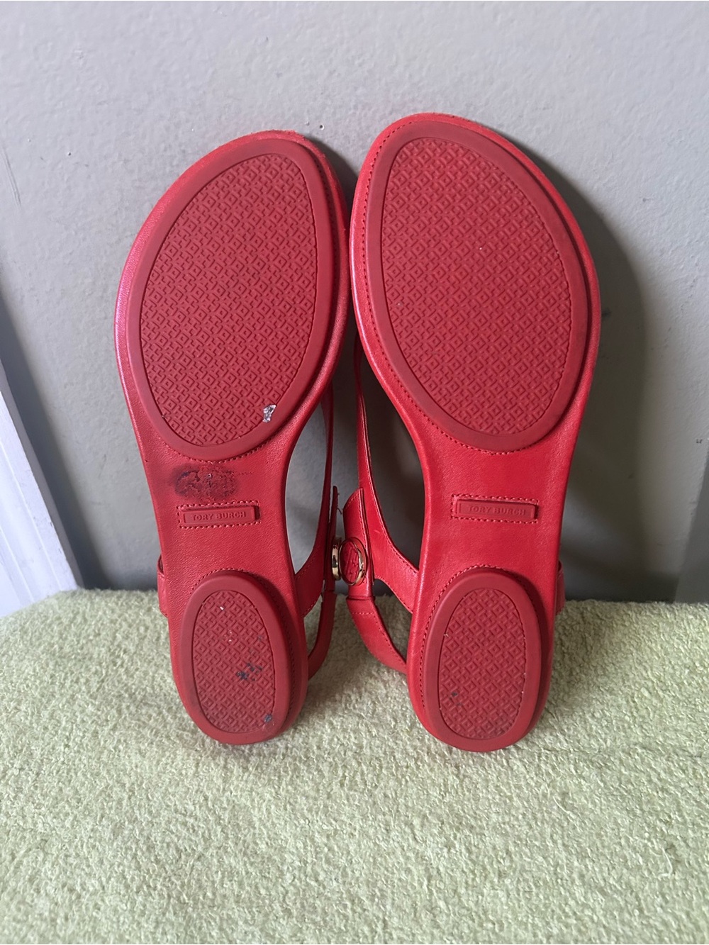 Tory Burch Red Leather Slingback Thong Sandals Sz 8 - Picture 13 of 13